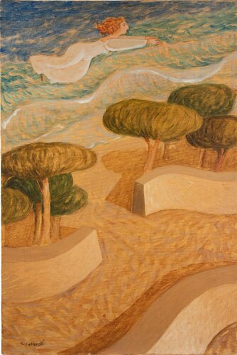 The Pointing Angel Takes You to the Sea von Alberto Gallerati, Malerei kaufen auf Singulart