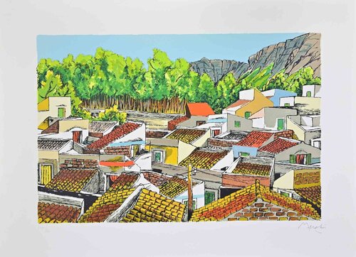Landscape in Sicily di Renzo Meschis, Stampa in vendita su Singulart