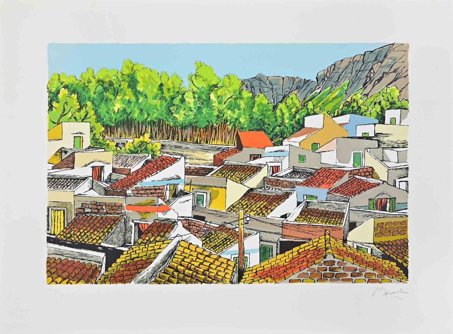 Landscape in Sicily Renzo Meschis Stampa in vendita