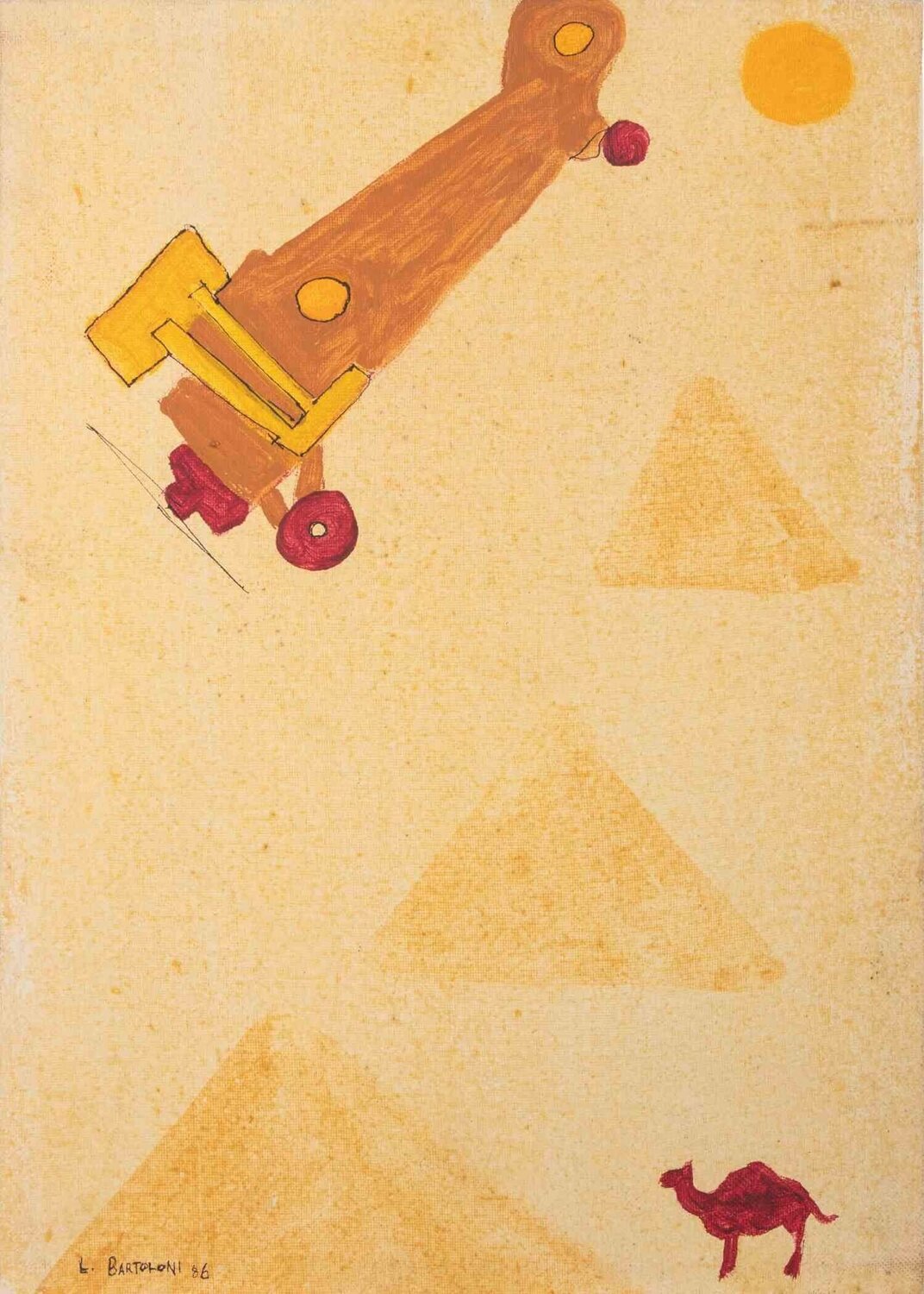 The Camel and The Airplane Lillo Bartoloni Dipinto originale in vendita