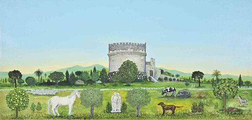View of the Tomb of Cecilia Metella in Rome by Roberto Caruso, Painting for Sale on Singulart