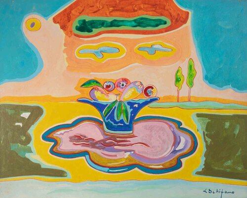 Still Life with Fruit Bowl van Luciano Schifano, Schilderij te koop op Singulart