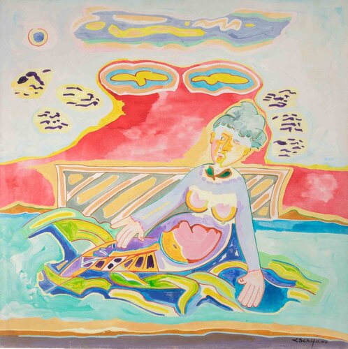On the Sofa by Luciano Schifano, Painting for Sale on Singulart