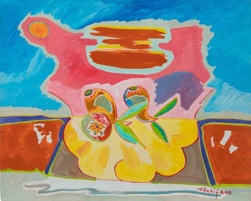 Still Life with Fruits van Luciano Schifano, Schilderij te koop op Singulart