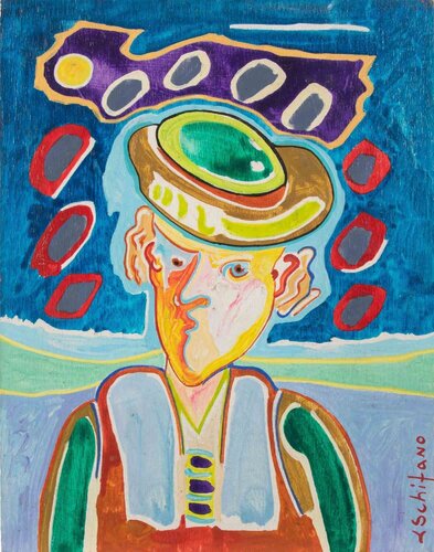 Portrait with Hat van Luciano Schifano, Schilderij te koop op Singulart