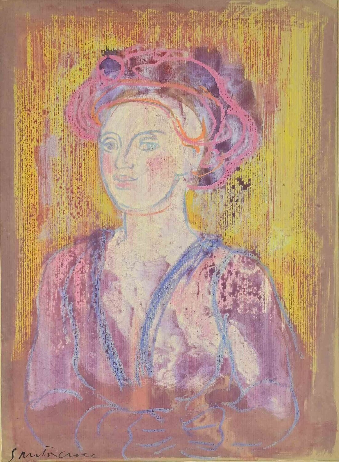  Portrait of a Girl Antonio Santacroce Werk auf Papier zu verkaufen