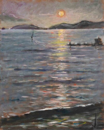  Sunset in Marina di Carrar von Michelangelo Cupisti, Malerei kaufen auf Singulart