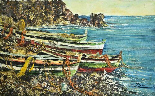 Seascape with Boats  de Immacolata Surace, Pintura a la venta en Singulart