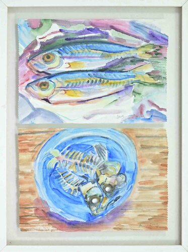 Fishes: Before and After van Marina Haas, Werk op papier te koop op Singulart
