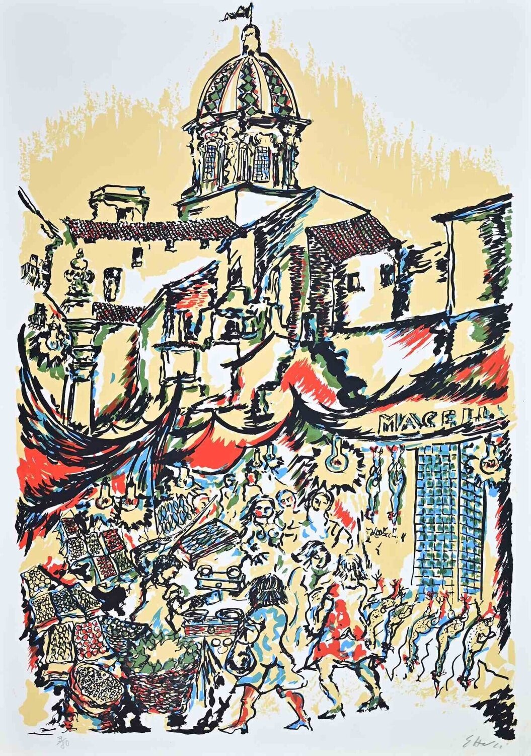 The Five Markets in Palermo Piero Gauli Stampa in vendita