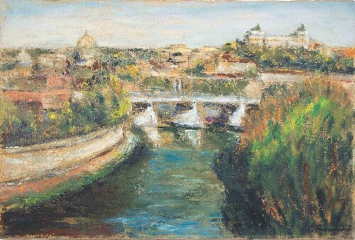 The Tiber from Aventino Hills (Rome)  di Pino Romanò, Pittura in vendita su Singulart