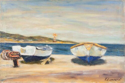  Boats in Scilla van Pino Romanò, Schilderij te koop op Singulart