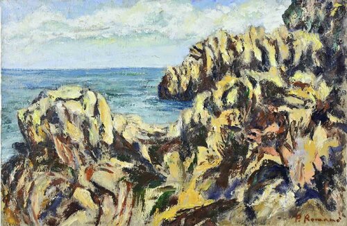 Rocks and Sea by Pino Romanò, Painting for Sale on Singulart