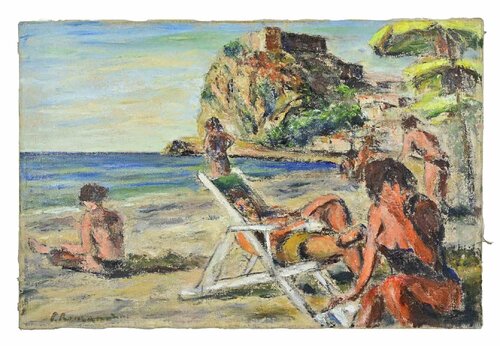  Bathers in Scilla by Pino Romanò, 絵画 for Sale on Singulart