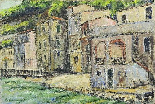 Houses in Front of the Sea van Pino Romanò, Schilderij te koop op Singulart
