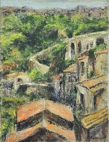 Houses in the Hills de Pino Romanò, Pintura a la venta en Singulart