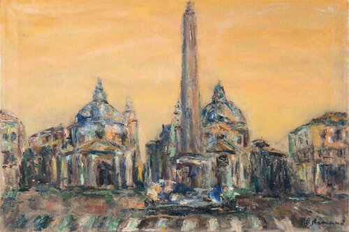 An Afternoon in Piazza del Popolo van Pino Romanò, Schilderij te koop op Singulart