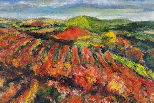 Vineyard in Autumn by Pino Romanò, Painting for Sale on Singulart