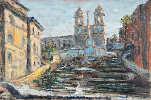 View of Trinità dé Monti - Rome di Pino Romanò, Pittura in vendita su Singulart