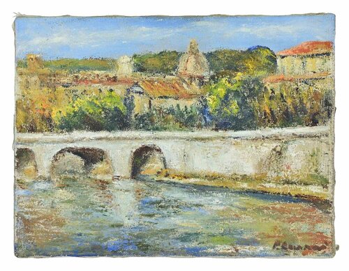  Bridge on the Tiber (View of Rome) di Pino Romanò, Pittura in vendita su Singulart