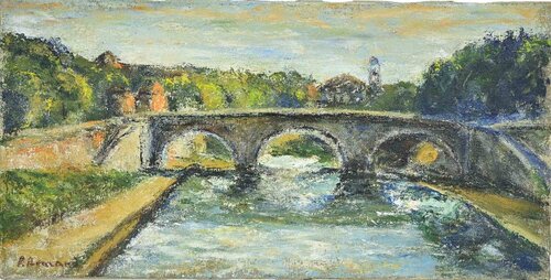View of the Tibet at Ponte Cestio (View of Rome) de Pino Romanò, Pintura a la venta en Singulart