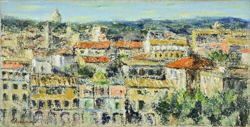 Roofs in Rome de Pino Romanò, Pintura a la venta en Singulart
