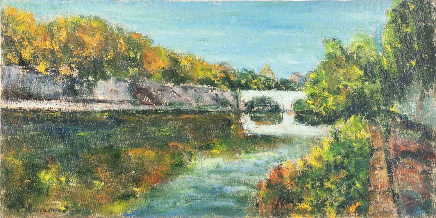 The Tibet at Ponte Mazzini Pino Romanò Originalgemälde zu verkaufen