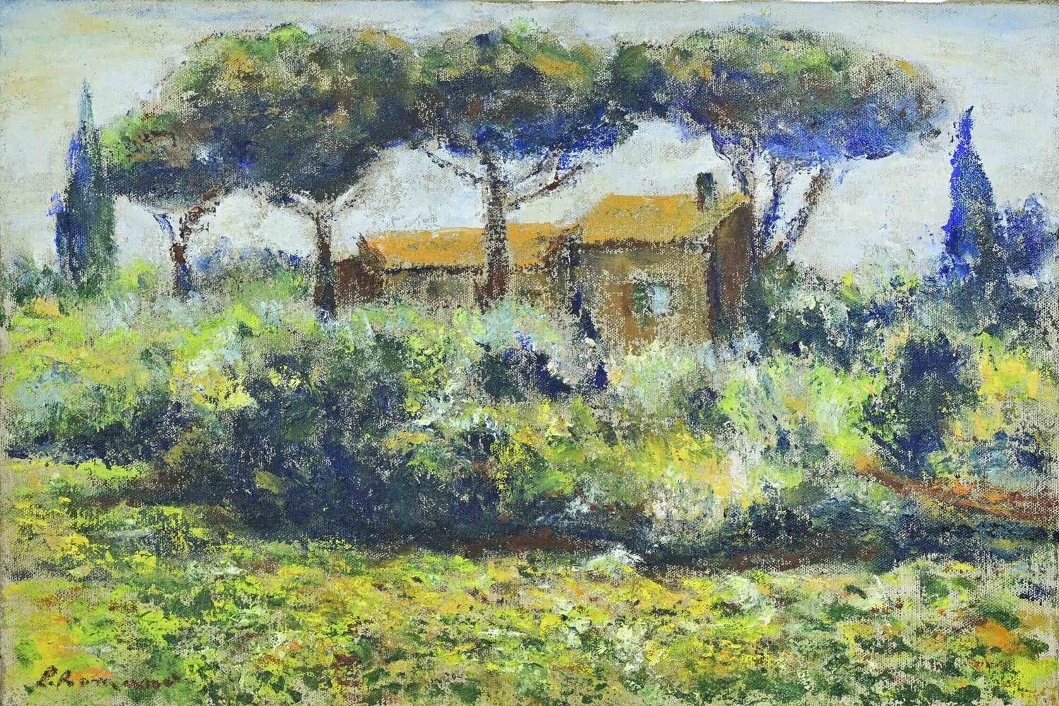 Countryside Pino Romanò Dipinto originale in vendita