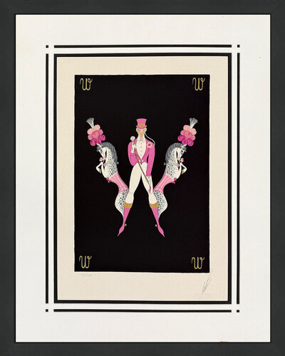 Letter W Serigraph from Alphabet Suite, Hand Signed, Edition OF 350, Framed de Erté Erté, Impresión a la venta en Singulart