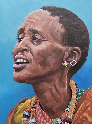 MUJER MASAI CANTANDO von Alfonso Silván, Malerei kaufen auf Singulart