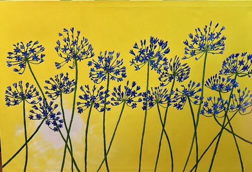 Agapanthus Sunshine (Agapanthus flowers) by Ruth Breen, Painting for Sale on Singulart