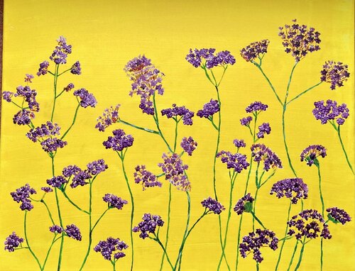 Verbena on Yellow (flowers) Ruth Breen