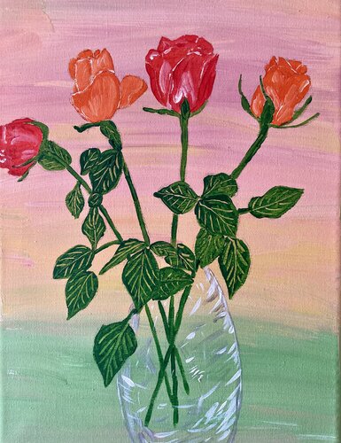 Beautiful roses in a glass vase von Ruth Breen, Malerei kaufen auf Singulart
