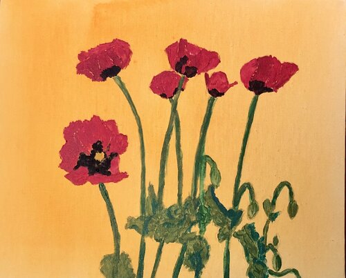 Poppies on Orange van Ruth Breen, Schilderij te koop op Singulart