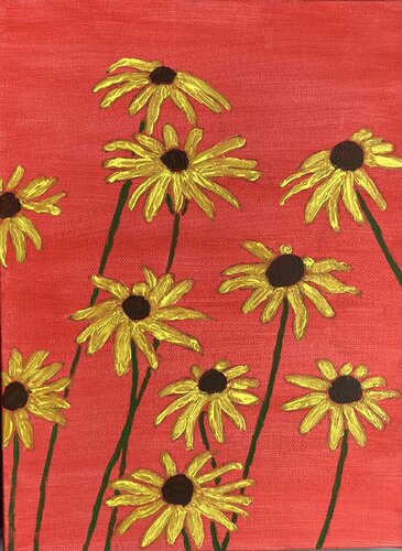 Black Eye Susie Flowers van Ruth Breen, Schilderij te koop op Singulart