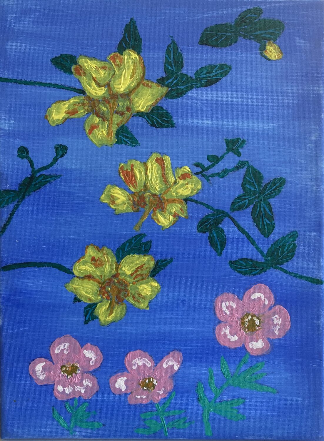 Bush Flowers on Blue Ruth Breen