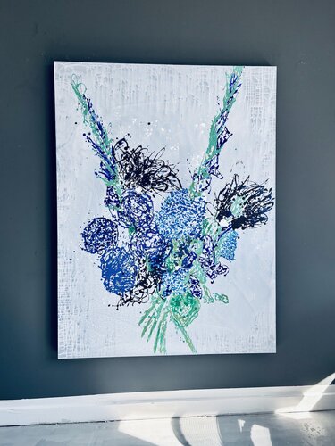 Blue Bloom  - Seroie Bouquet Rebels von Sabine Neupel, Malerei kaufen auf Singulart