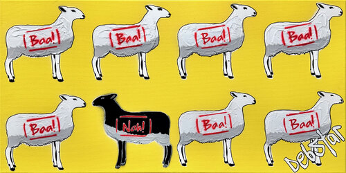 The Black Sheep Yellow 61cm x 30.5cm von DEBORAH LANG, Malerei kaufen auf Singulart