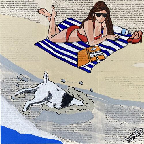 Dog Days - The Beach Dig 30cm x 30cm DEBORAH LANG