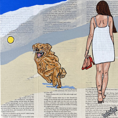 Dog Days - Fetch Ball 30cm x 30cm van DEBORAH LANG, Schilderij te koop op Singulart