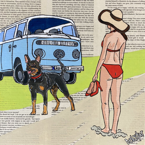 Dog Days - Kombi 30cm x 30cm von DEBORAH LANG, Malerei kaufen auf Singulart