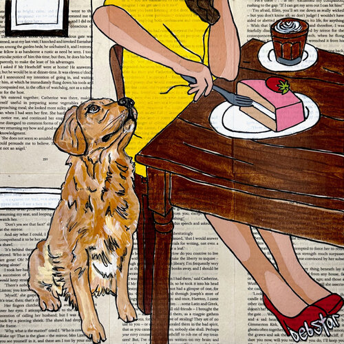 Dog Days - Coffee and Cake 30cm x 30cm von DEBORAH LANG, Malerei kaufen auf Singulart