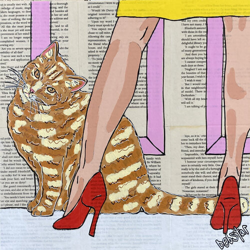 Cat Capers - Kitchen 2 30cm x 30cm by DEBORAH LANG, Painting for Sale on Singulart