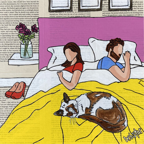 Cat Capers - Bedtime 30cm x 30cm de DEBORAH LANG, Pintura a la venta en Singulart