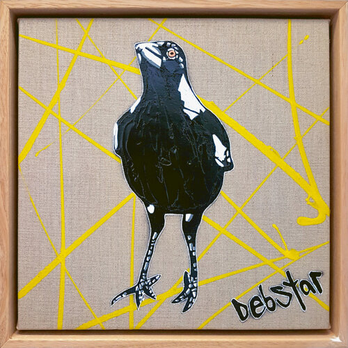 Cheeky Magpie 4 Framed 33.5cm x 33.5cm van DEBORAH LANG, Schilderij te koop op Singulart
