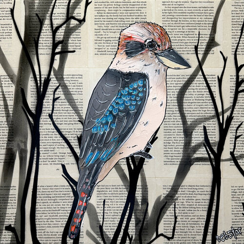 Kookaburra Woodland 40cm x 40cm von DEBORAH LANG, Malerei kaufen auf Singulart