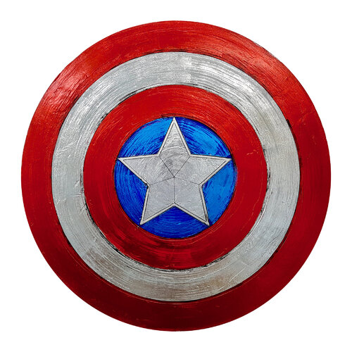 Captain America Shield 75cm x 75cm Round Canvas van DEBORAH LANG, Schilderij te koop op Singulart