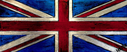 Union Jack Dirty 122cm x 51cm van DEBORAH LANG, Schilderij te koop op Singulart