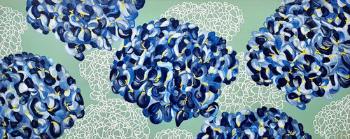 Hydrangea Blooms 152cm x 61cm von DEBORAH LANG, Malerei kaufen auf Singulart