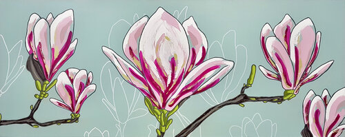 Magnolia Blooms 152cm x 61cm de DEBORAH LANG, Pintura a la venta en Singulart